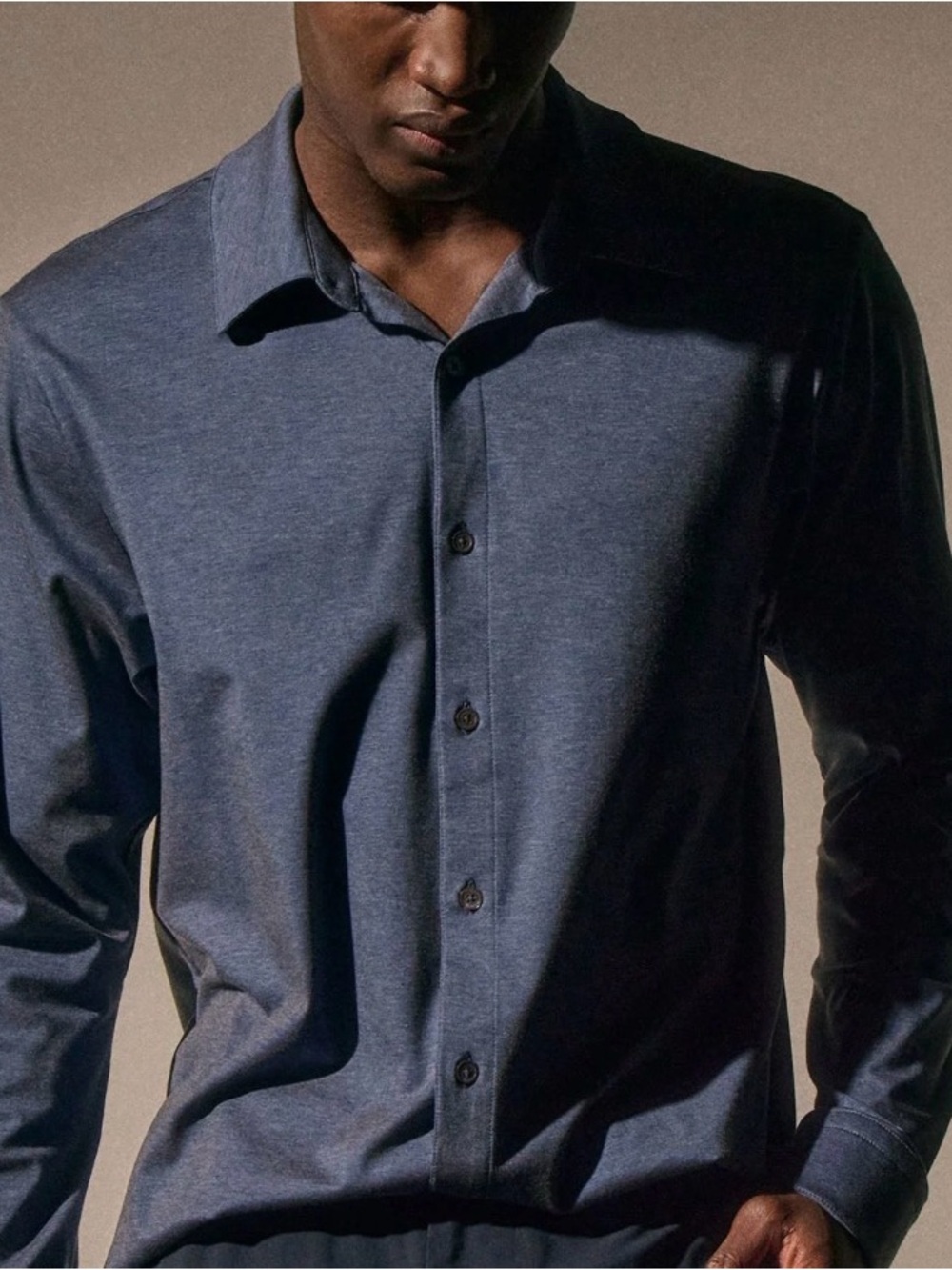 NWT James Perse Performance Knit Long-Sleeve Shirt - Blue
